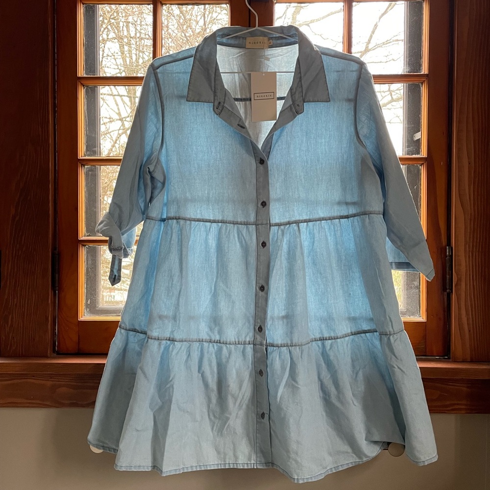 Chambray tiered dress. New with tags.